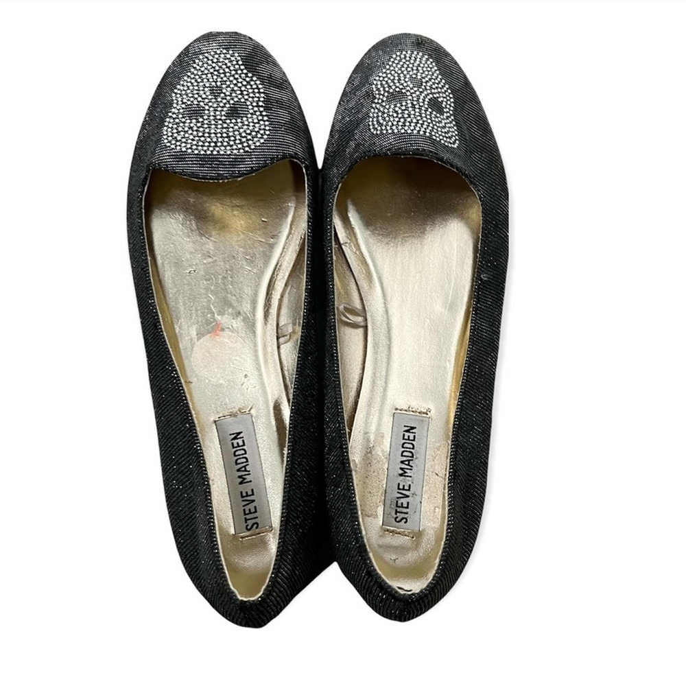 STEVE MADDEN women’s Vampy Silver and black Skull casual Flats Goth size 10 - Picture 4 of 6
